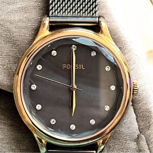 Fossil BQ3392 Laney Three-hand Smoke Stainless Steel Women's Mesh Watch